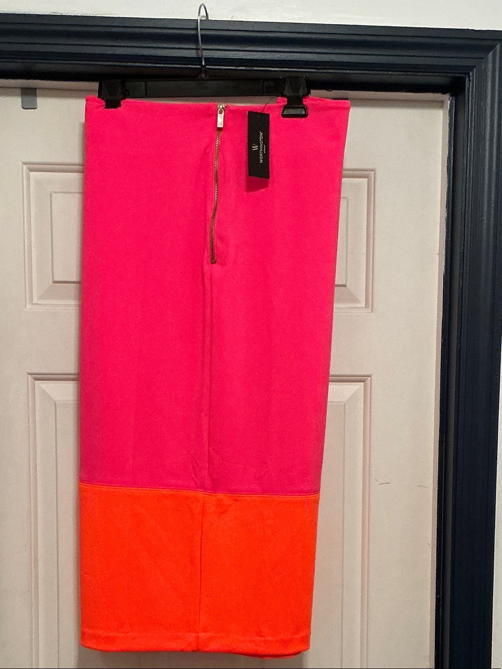 Worthington Hot Pink and Orange Colorblock Pencil Skirt 24w